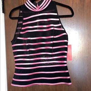 JS Collections Pink and Black Striped Blouse